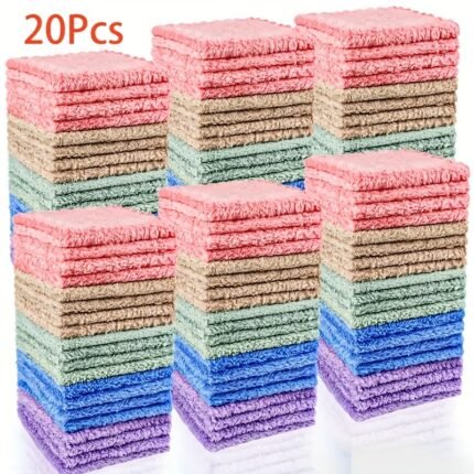 20Pcs Soft & Absorbent Solid Color Washcloths - Gentle on Light Beige Quick-Drying Compact Square Towels for Home Bathroom Bathroom Essentials 9.05*9.05in