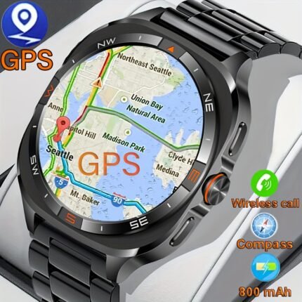 COIUSOR New 1.46-inch GPS Smart Watch, wireless call sync SMS alerts, GPS L1+L5 Dual-Frequency Positioning, Compass, Altitude, Air Pressure, 3D Dly Video Watch Face, 800mAh Large Battery, 100+ sports modes Smartwatch for Fitness Tracking, for IOS and Android mobile phones, for Men & Women Outdoor Enthusiasts, Adventure Watch, Hiking Companion, Rugged Design, Modern Wearable, Highquality Build, Longlasting Battery, Compass Watch, Active Professionals
