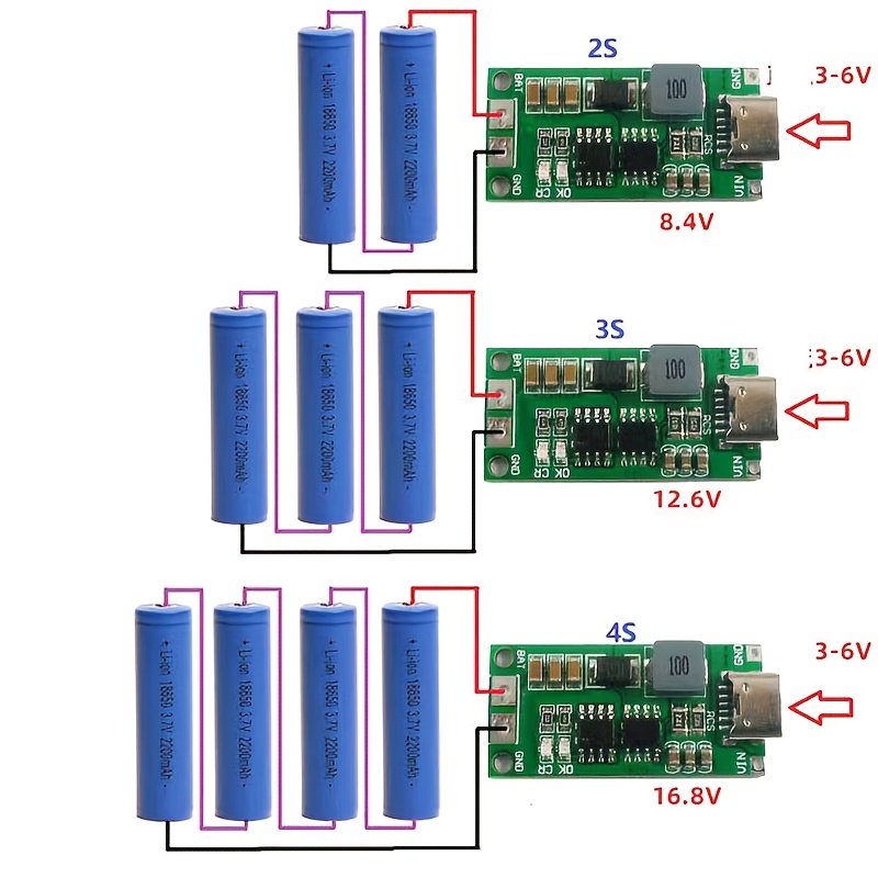 486223e9-4df3-4d68-ac24-1e3fe3ba3365.jpg 1pc 2 Strings 3 Strings 4 Strings Lithium Ion Battery Charger Battery Protection Board Type C USB Boost Charging Board DC3-5V - Image 1