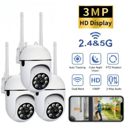 3pcs Set Of YI IoT Intelligent Monitoring Camera 1296P+3.0MP Dual HD 360 ° Panoramic+AI Humanoid Tracking 5G/2.4G Dual Band WiFi Two-way Voice+full-color Night Vision Mini Invisible Design For Indoor And Outdoor Use