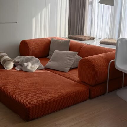 KERDOM 78" Convertible Sleeper Sofa Bed - Pull-Out Bed, Space-Saving Love Seat Sofa Bed with High-Rebound Density Sponge Cushions, Foldable Modern Couch for Living Room, Apartment, Guest Room - Easy Assembly Required Skills, Convertible Sofa Bed, Multipurpose Furniture, Contemporary Home Decor, Stainless Steel Frame, Apartment Furniture, Spliced Block Design, Corduroy Fabric, Compact Spaces