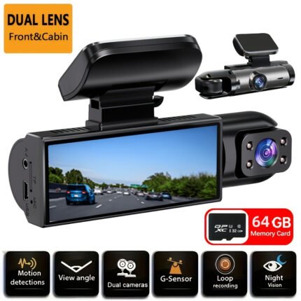 1080P Dual-Lens Driving Recorder - Wide-Angle Front And In-Car Recording, Infrared Night Vision, Loop Recording, 3.16-Inch IPS Screen - High Definition Driving Recorder, Safe Driving