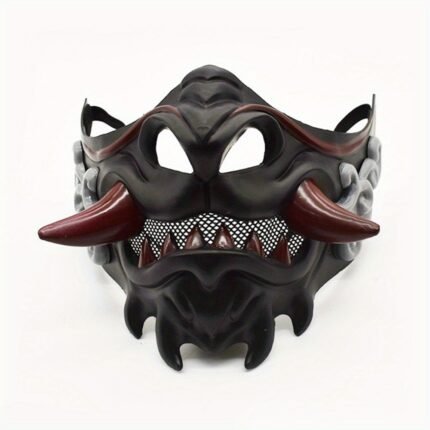 Halloween Carnival Role-Playing Chibano Wolf Fang Demon Black Knight Mask - Durable Plastic Costume Accessory with Intricate Design, Black & Red Accents for Cosplay, Themed Parties, Halloween Costumes, Halloween Costume, Themed Party Accessory, Dramatic Design, Highquality Craftsmanship