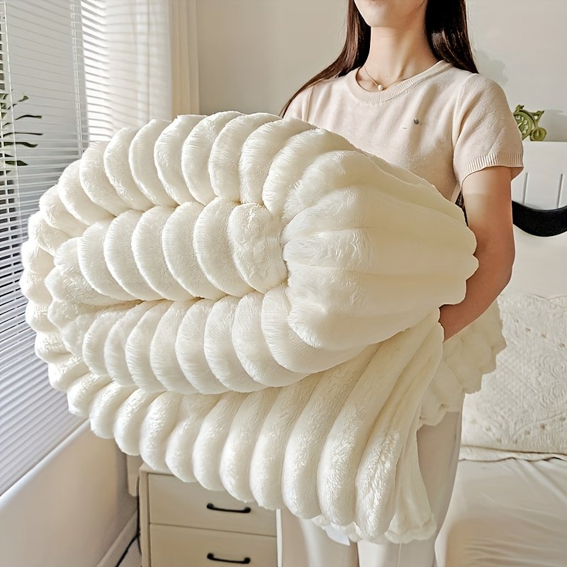 4cbbf835-064b-4955-92b7-27fcc989c89c.jpg Luxury Faux Rabbit Fur & Sherpa Throw Blanket - Ultra Soft Double-Sided 380GSM Weighted Blanket for Bedroom, Living Room & Camping, Machine Washable All-Season Heating Cover with Gift Box, Hypoallergenic Cozy Home Decor for Adults/Women/Men, Contemporary Style, Solid Color, All-Season Use, Gift Box Included, Cozy Home Accessory | Plush Texture | Machine Washable Blanket, Blankets for Bed - Image 1