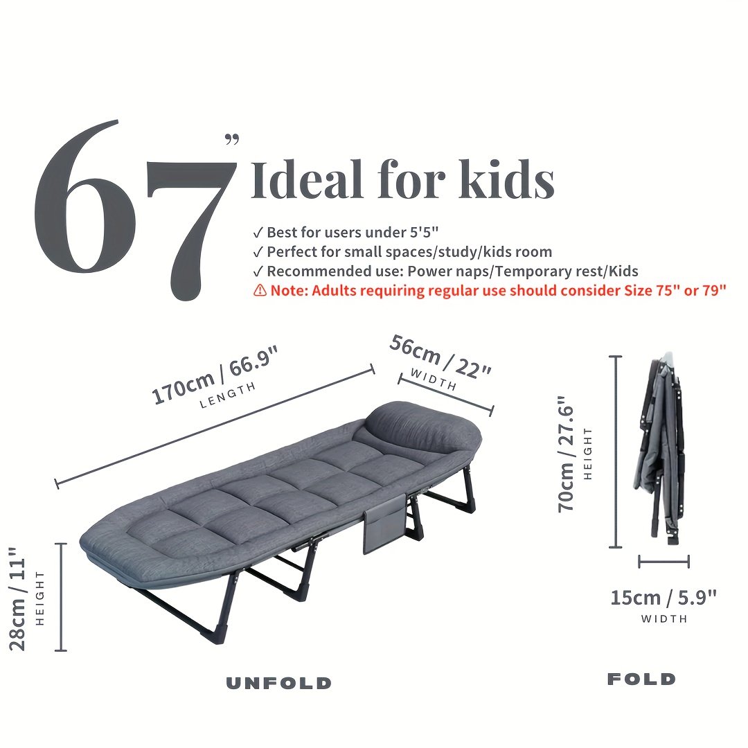 4ea6e089-6baf-4866-af5a-cc4b60c7898a.jpg 75" XL Sleeping Cot - 6 Adjustable Positions, Foldable Camping Cot, Lumbar Plank Support for Sport, Camp, Travel, Room, Office - Image 1