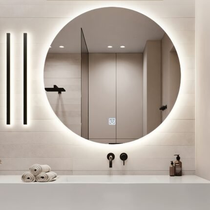 One Smart LED Bathroom Mirror, Round Wall-Mounted Mirror, Double Touch Design, Bathroom Wall-Mounted Mirror, 24 Size, US Plug, Made Of Absolute Safety Packaging, Can Be Used In Anyplace, Enhance Your Home Decoration