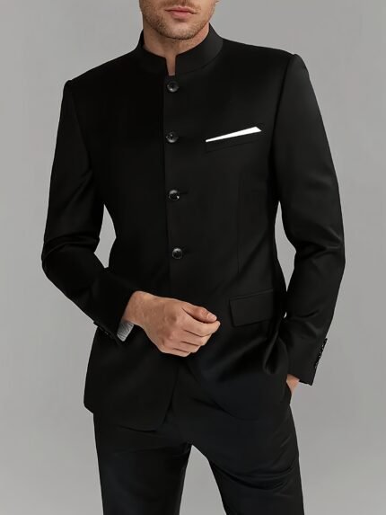 Men'S 2pcs Suit Set in Black, Featuring a Jacket And Formal Pants, Suitable for Weddings, Business Events, And Proms