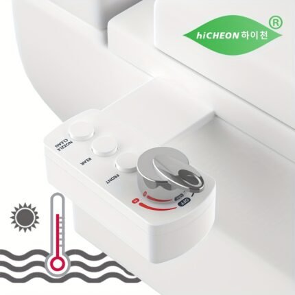 HiCheon TM2110 European Bidet Attachment, Round Water-temp-Controlled Bidet Parts for Front Sprayer, 3/8" Tee, Compatible with German, French, Italian, Dutch, Spanish Stations - No UK Version, Bathroom Fixtures