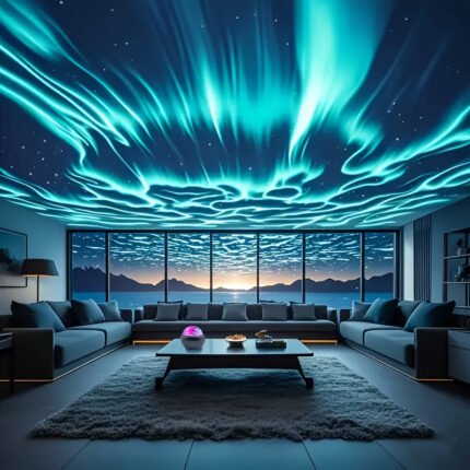 LED Aurora Floor Light with Remote Control - 360° Magic Spherical Projection Light, USB Powered Vertical Night Light Suitable for Bedrooms, Offices, Party Decorations, Adjustable Brightness, Perfect Holiday/Birthday Gift Led Lights for Bedroom