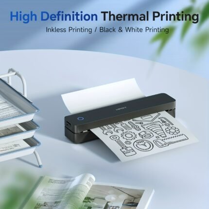 HPRT MT610 Portable Wireless Thermal Printer, Compact Office Printer for Smartphones & Laptops, 203DPI High Resolution, Supports 8.5x11 Letter and A4 Paper – Ideal for Travel, Business, and Work