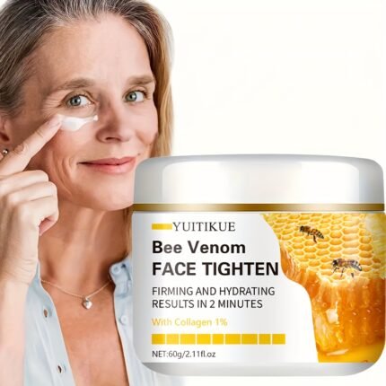 60g YUITIKUE Bee Venom Face Cream with Vitamin E, Hyaluronic Acid & Collagen - Hypoallergenic Moisturizing Formula for All Light Beige Types, 2-Minute Results, Natural Ingredients, Skincare, Bee Venom Cream, Skin Moisturizer, All Light Beige Types, Natural Ingredients, Skin Care