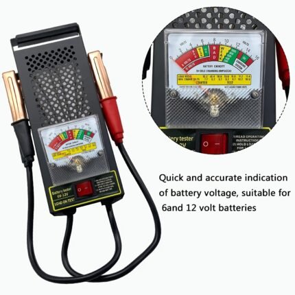 Heavy-Duty Portable Battery Tester with Load Testing - 12V/6V Smart Charger System, 1000CCA Capacity, 50A/100A Load, Alligator Clamps & Color-Coded Leads - for Cars, Trucks, RV, Motorcycle, Boat, SUV - Professional Automotive Battery Diagnostic Tool for Mechanics & DIY - No External Power Required, Vehicle Maintenance, Compact Design, Durable Construction, Sturdy Build, Highprecision Instrument, Car Enthusiasts, Boat Owners
