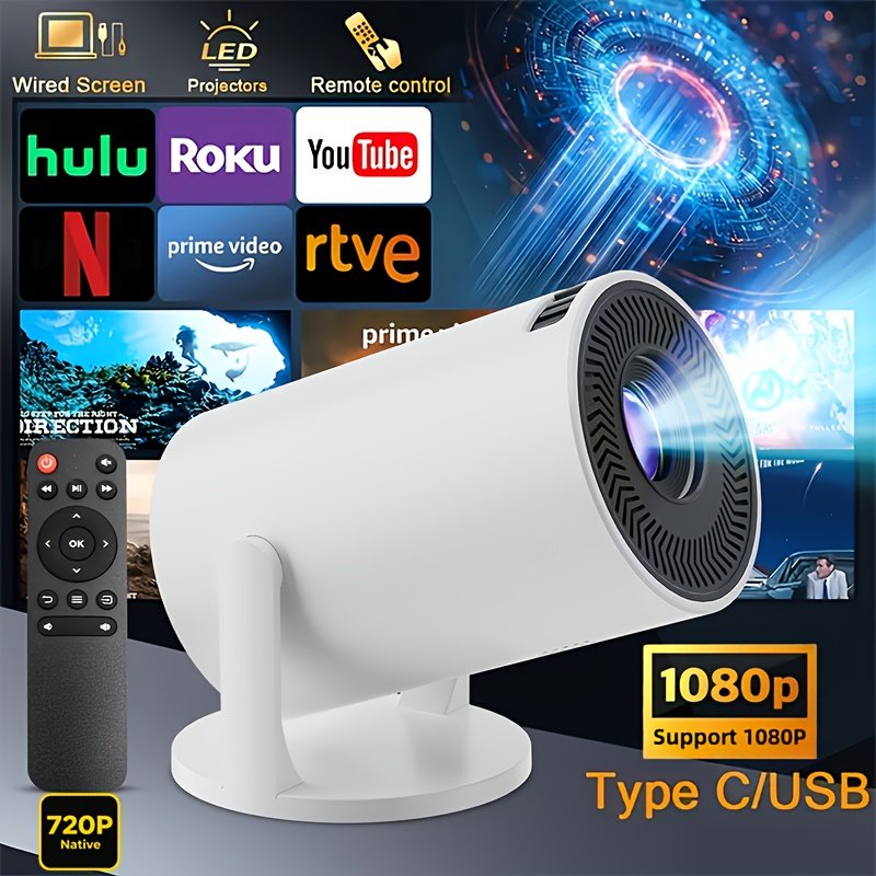 53e66185-6938-4b7f-b2b7-22c6c8e821ff.jpg HD Projector with Electric Keystone, 1080P Support, Compatible with Mini Phone, 720P Native, Smartphones, Tablets, Laptops, TV Sticks And USB Drives, Desktop Mount, 180° Adjustable Lens, Portable for Office Presentations | Home Theater, Fits TV Stick|Phone|Tablet|PC|Holiday Gifts, Mini Projector for Phone, Portable Projector for Phone, Business Meetings, Movie Nights, Compact Design, Modern Projection, Durable Construction, Highdefinition Display, Smart Device Compatible, - Image 1