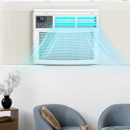 12000 BTU Window Air Conditioner, Remote Control & Timer, Cools Large Rooms up to 450 Sq. Ft., Quiet Operation, 3 Cooling Modes, Washable Filter, Easy Install Window AC Unit