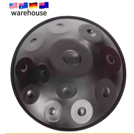 Handcrafted 12-Tone Black Handpan Drum - Durable Stainless Steel, Perfect for Beginners, with Clear & Loud Sound Tones, Includes Carrying Case