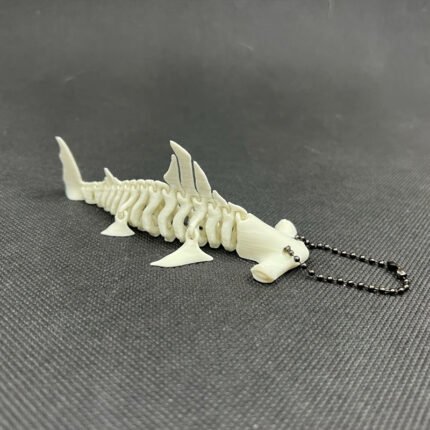 3D Printed Shark Skeleton Keychain - Flexible Joints, White Bag Charm | Bead Chain | Intricate Design | Gift Accessory