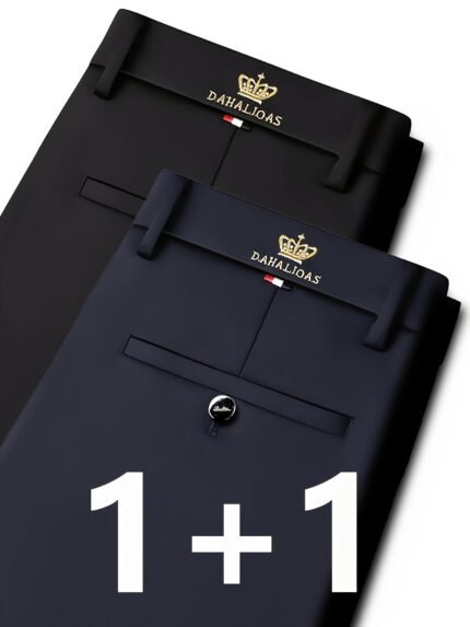 2pcs Men's Professional Business Casual Pants, Stretch Anti-Wrinkle Dress Trousers, Loose Fit Straight-Leg Office Wear for Work and Leisure