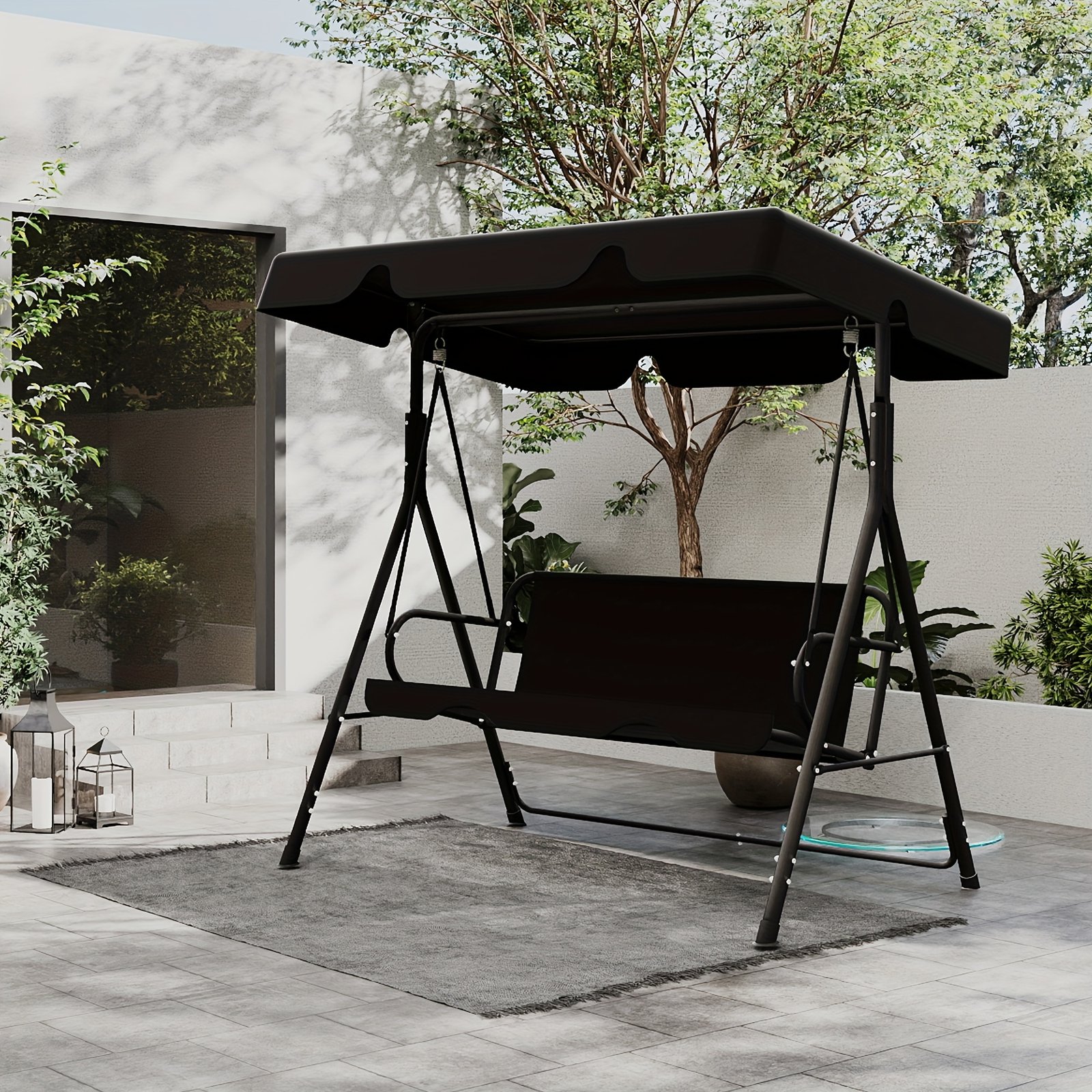 55a11a6f-7df1-42ba-8bd3-3060adb677b3.jpg Outdoor Porch Swing Glider With Canopy And Adjustable Bracket, Heavy Duty Frame For Adults, Great Patio Furniture Deal, For Backyard, Lawn, Or Garden - Image 1