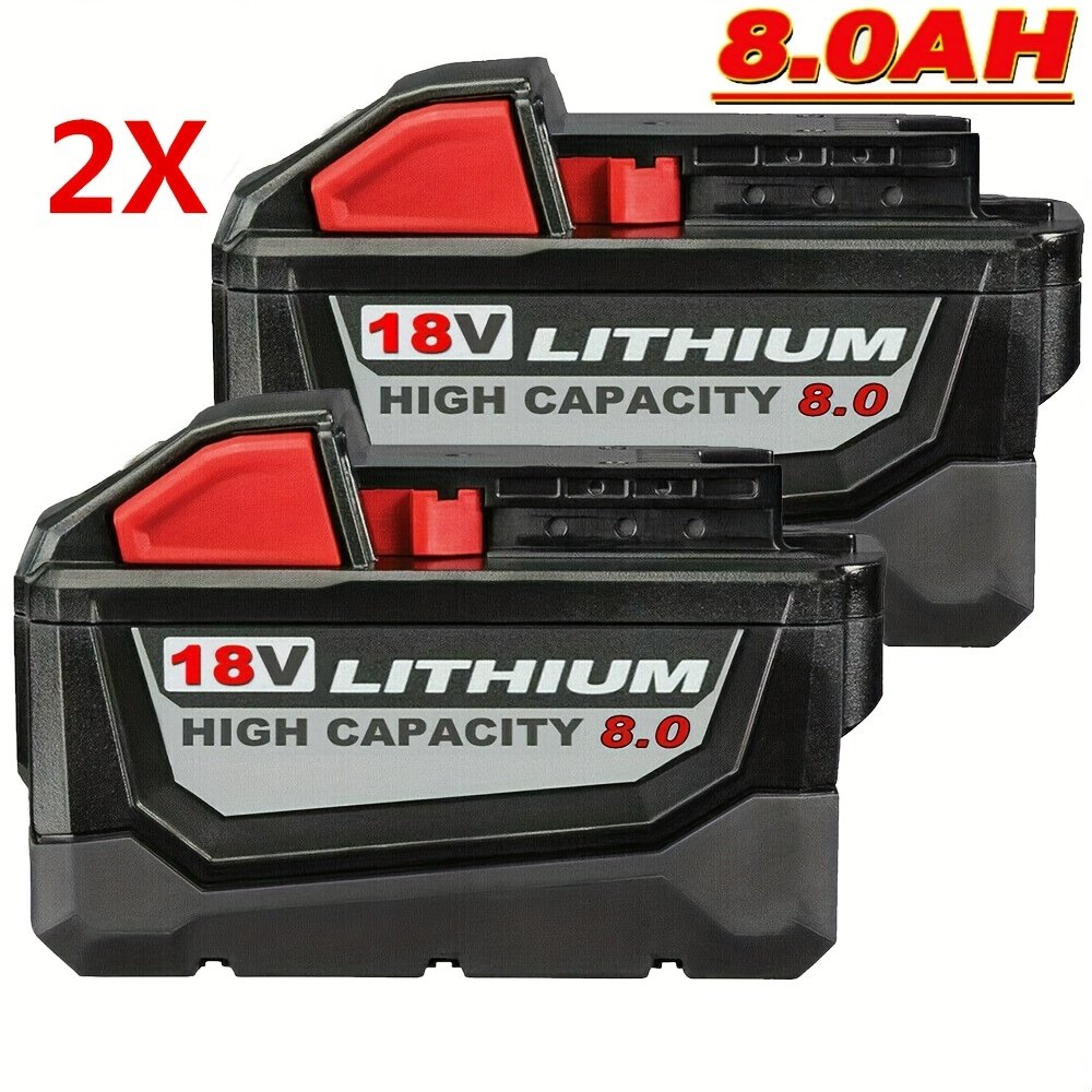 55c808e6-8c94-43af-a698-7861384c2be9.jpg 2 Pack 8.0Ah 18V Battery for Milw-aukee M18 Batteries, 18 Volt Lithium-ion Battery 48-11-1815 48-11-1820 48-11-1840 Cordless Power Tools - Image 1