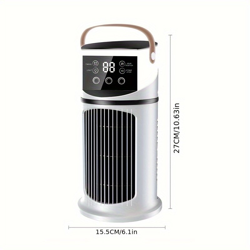 57e10950-8da7-42d0-a886-a31ac06bf374.jpeg Portable USB power 9-speed adjustable humidity fan with three hole spray design - home, office, bedroom, portable humidifier, office humidity solution, modern aesthetics, compact desktop air cooler and dehumidifier with durable plastic housing - Image 1