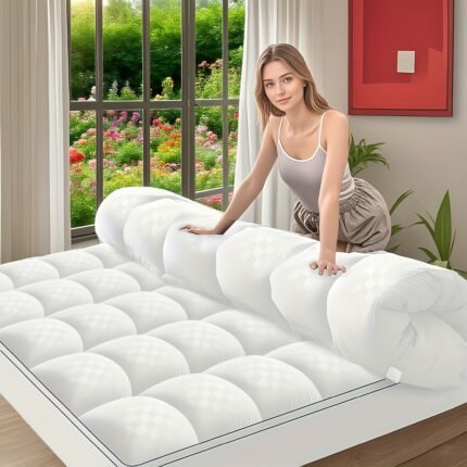 Mattress Topper, Extra Thick Mattress Pad Pillow Top Mattress Cover Quilted Fitted Mattress Protector Top Stretches up 8-21" Deep Pocket Cooling with 2000 GSM
