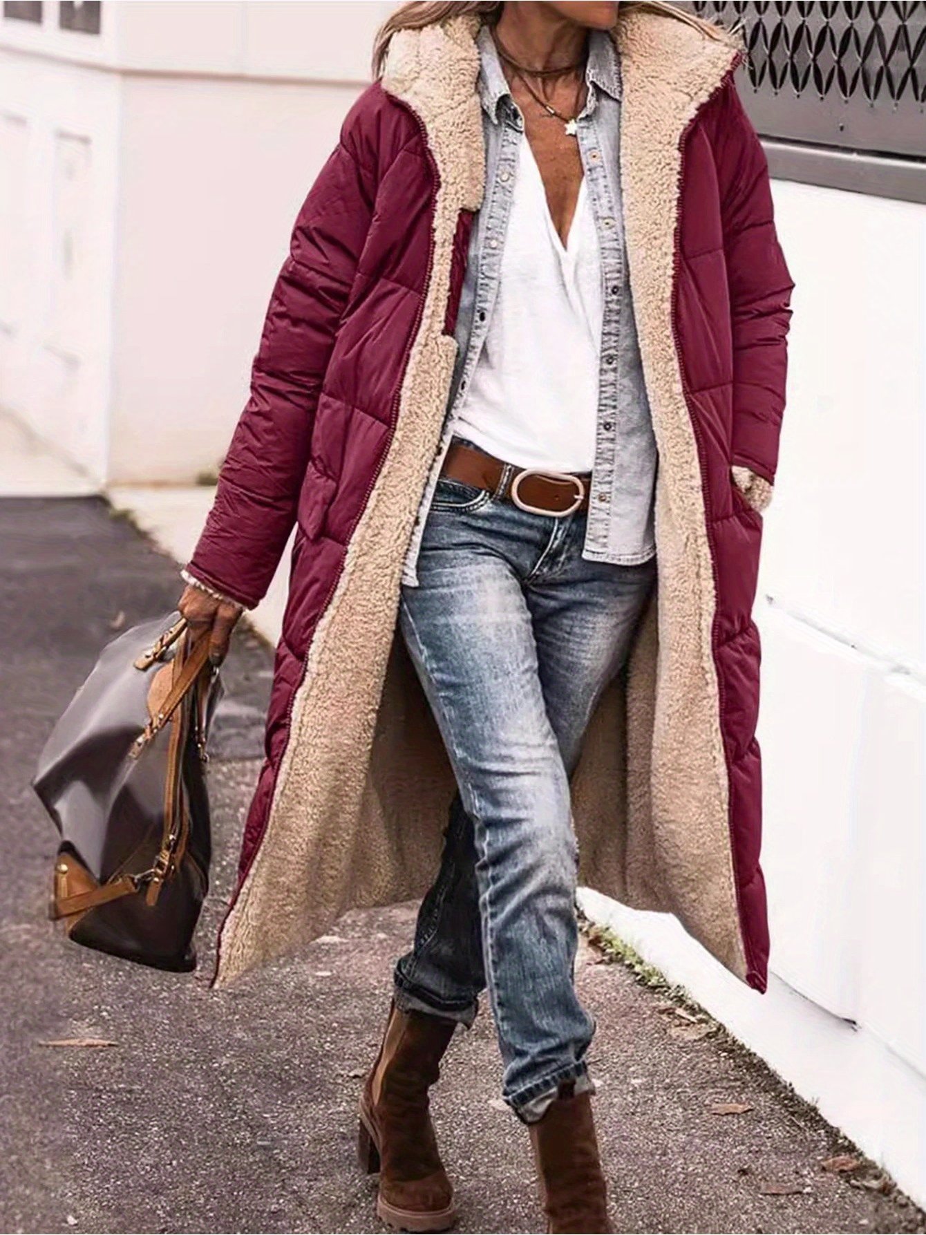 581a3251b2664c57bf0fa1e95bbdc25c-goods.jpeg Autumn Winter Coats 2025 Women'S Retro Vintage Solid Color Plain Hooded Regular Fit Casual Coats - Image 1