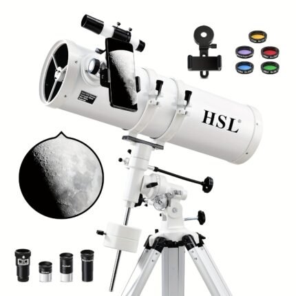150EQ Astronomical Reflector Telescope for Adults High Powered, 150mm Aperture Professional Telescopes for Adults Astronomy, Comes with 5 Color Filters Set And 3X Barlow Lens No Remote Control Included