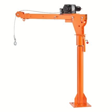 Heavy-Duty Orange Pickup Truck Crane with 12V Winch, 3500lb Capacity - Adjustable & Folding Design, 360° Swivel for Easy Lifting, Rust-Resistant Steel, Ideal for Construction & Heavy Industry Use