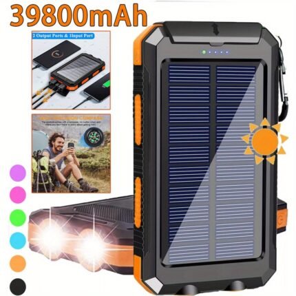 Solar Charger-39800mAh Solar Charger Power Bank -Portable Solar Phone Battery Panel Charger, QC3.0 Dual USB Port Battery Pack Charger Portable For All Cell Phones & Electronic Devices- Long Lasting, Travel Camping, LED Flashlight, The Best Gift For Festival