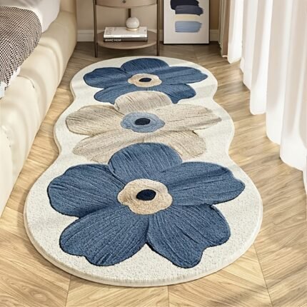 1pc Sunflower Faux Imitation Cashmere Mat - Non-Slip Light Beige-Friendly Irregular Floral Mat, Machine Washable TPR Backing for Living Room Bedroom, Pet-Friendly Valentine’s Day Home Decor Gift, Vibrant Room Accent