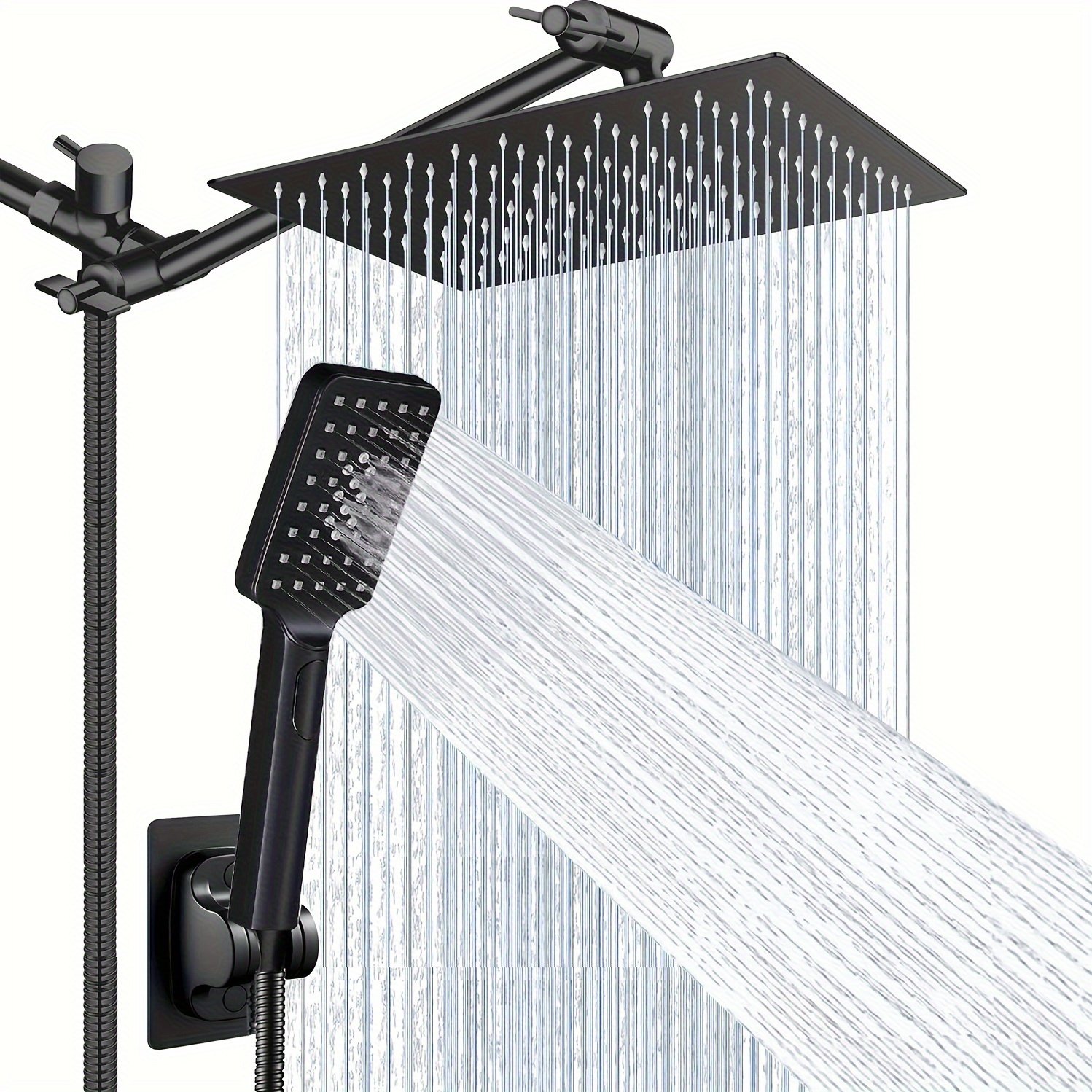 5a0934c4-7765-4b10-a28c-60d83bbd59a5_1498x1498.jpeg Shower Head Combo - 10 Inch High Pressure Rain Shower Head with 9 Inch Adjustable Extension Arm and 3 Settings Handheld - Powerful Shower Spray Against Low Pressure Water with Long 78 Inch Hose - For Bathroom Renovation - Suitable for All - Enhance Your Shower Experience - Image 1