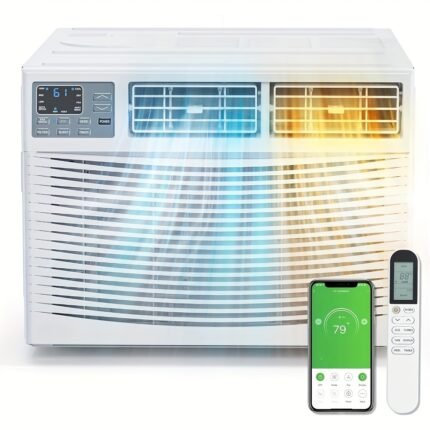 12000 BTU Window Air Conditioner with Heat, Window AC Unit & Heater Combo with APP & Voice Smart Control, Timer Function & Easy Installation Kit, White