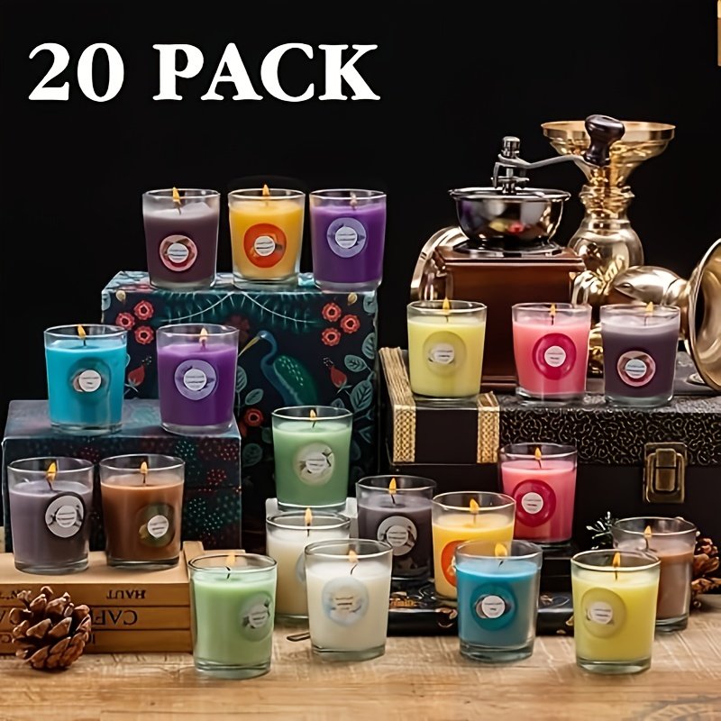 5bfe106c-74a7-4514-956c-368bd2549c6b.jpg 20 Packs of Scented Candles, 10 Scents, Soy Wax Glass Jar Candles, Strongly Scented Candles Gift Set for Ladies Birthday, Mother&Apos;S Day, Christmas, Valentine&Apos;S Day, Etc for Halloween - Image 1