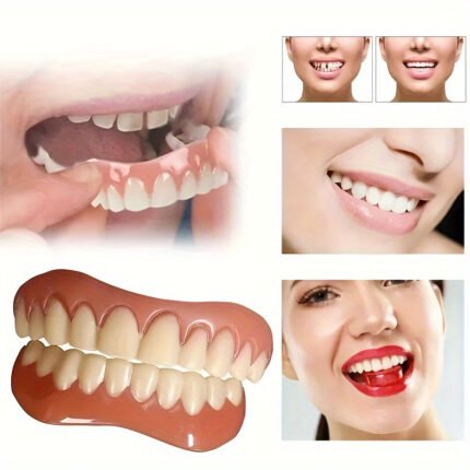 Easy-Fit Silicone Veneers for Perfect Smile - Upper & Lower Teeth Kit, 2pcs Set, Fits All Shapes, Easy Install - For Men & Women - Ideal for Special Occasions - Perfect Gift for Christmas