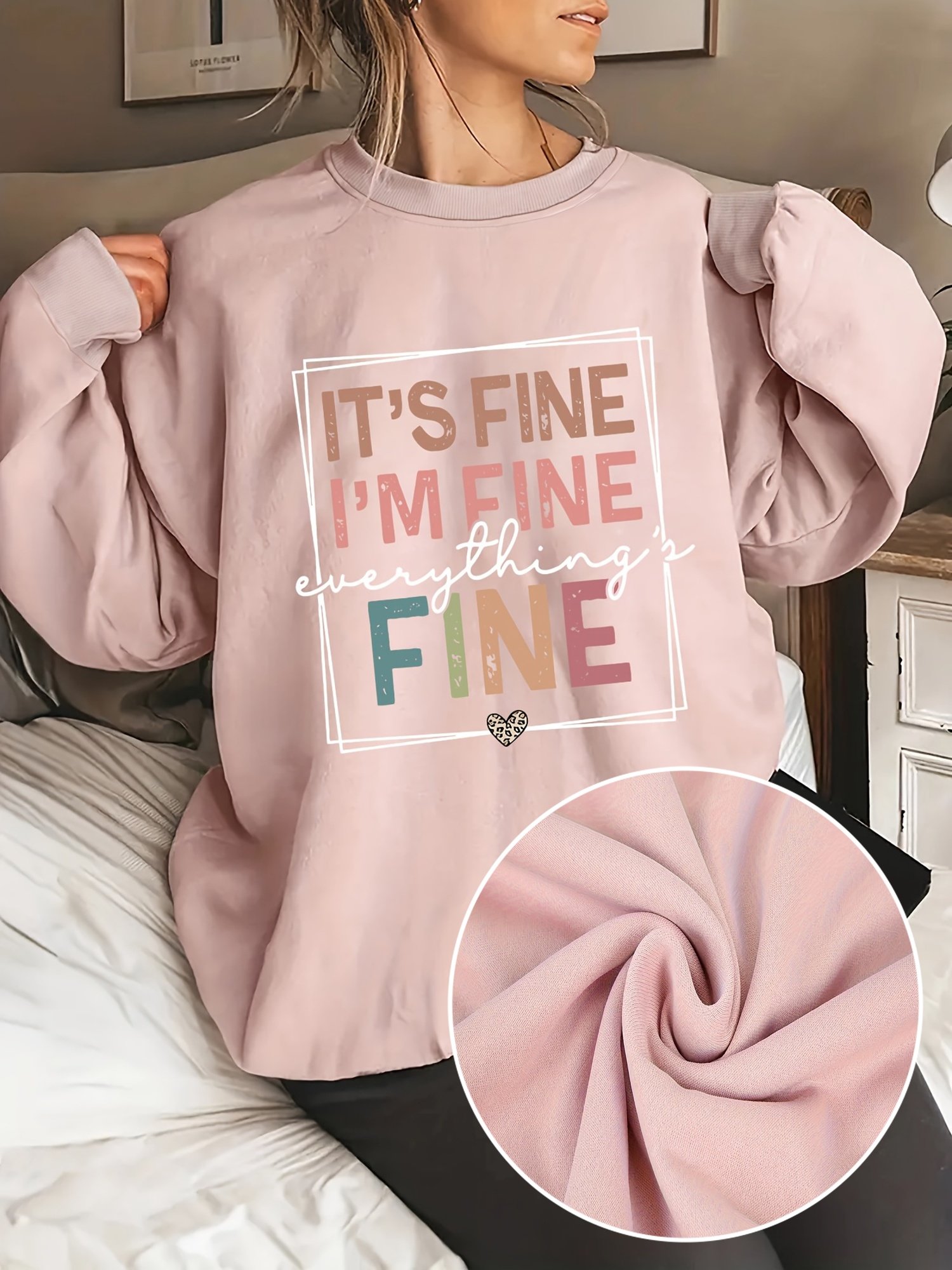 5d5933414fb70b7238b61ff3f86254da_itJ54L1oWgQm3.jpg 100% Polyester Plus Size Crew Neck Sweatshirt - Comfortable Alphabet Letter Print Pullover for Spring & Fall - Fashion Top - Image 1