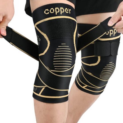 2pcs Copper Fiber Knitted Sports Knee Pads - With Straps, Elastic And Breathable, Closed Type, Suitable For Outdoor Sports, Running, Fitness, Various Ball Games, Hiking, Breathable High Elastic Non-slip Knee Pads, Very Suitable As Gifts