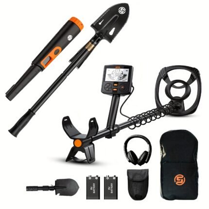 High-Performance Metal Detector With 12" (30cm) Search Coil Adjustable 19"-59" (48cm-150cm) Shaft & LCD Display For Deep Target Detection