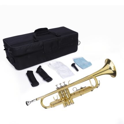 Professional Golden Brass Bb Trumpet - Heavy-Duty Copper Instrument with Adjustable Valve System, Lacquer & Case-Like Box-like Packaging - Baroque/French Horn-like Sound for Classical, Jazz & Marching Musicians, Trumpet Musical Instrument, Trompetas, Trumpit, Musical Instruments, Trompette, Trumpet Mute For Quiet