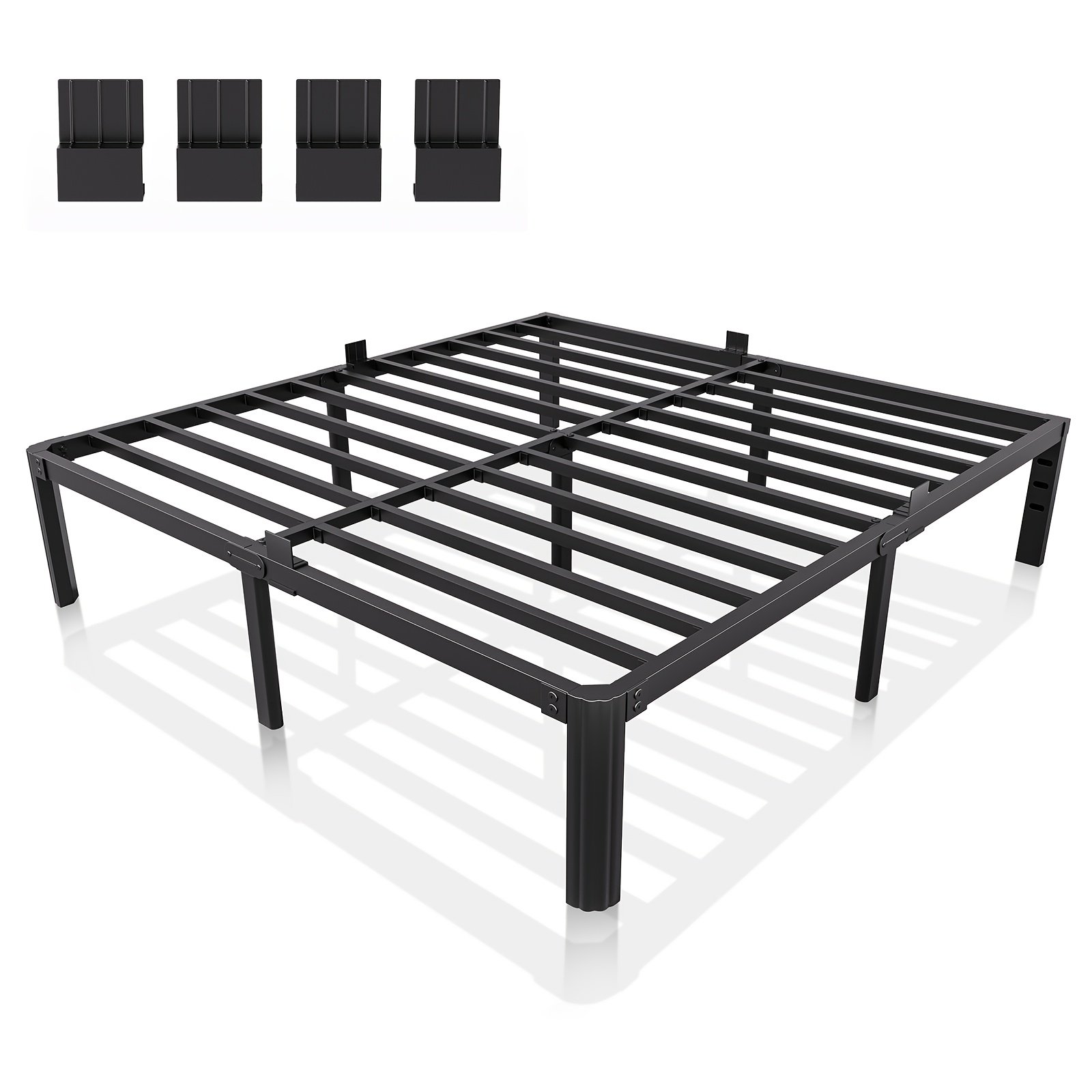 605f5e85-688a-4a5f-8ca5-776833d4a2f7.jpg Metal Bed Frame, Classic Style Black Iron Frame with Upgraded Thickened Fan-Shaped Round Leg Design, Twin/Full/Queen/King Size, Includes 4 Mattress Fixers & Large Under-Bed Storage Space, Easy Assembly - Image 1