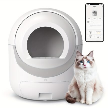 Self Cleaning Cat Litter Box, Automatic Cat Litter Box with APP Control Odor Removal Safety Protection for Multiple Cats, with Garbage Bags, Self Cleaning Litter Box, Automatic Litter Box Self Cleaning, Litter Box for Cats, Automatic Cat Litter Box Extra Large, Cat Litter Bin, Smart Pet Care, Spacesaving Solution, Modern Pet Accessory, Easy to Clean, Sturdy Build, Smart Pet Device, Appcontrolled Litter Box, Cat Owners, Multicat Households