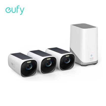eufy Cam 3-Cam Kit,Security Camera Outdoor Wireless,4K Camera with Integrated Solar Panel,Forever Power,Face Recognition AI,Expandable Local Storage up to 16TB,2.4 GHz Wi-Fi, No Monthly Fee (Refurbished)