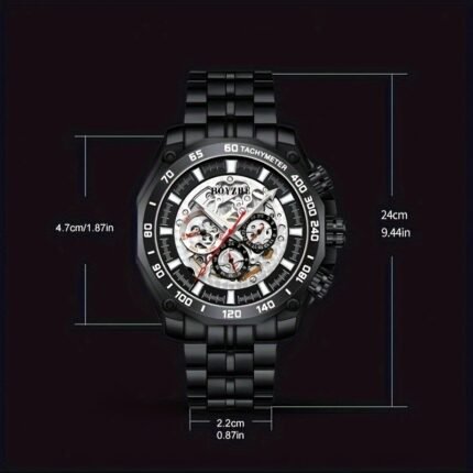 BOYZHE Men'S Watch Large Dial Automatic Luminous Butterfly Clasp Watch Men'S Valentine'S Day Gift Watches For Men, Without Battery