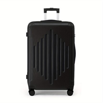 20/24/28 Inch Airline Approved Lightweight ABS Hardshell Carry-On Luggage with TSA Lock & Silent Spinner Wheels, Durable Zipper Closure, Iron-Aluminum Alloy Handle - Navy Blue/Black/Rose Golden/Dark Gray, Luggage for Travel, Checked Baggage, Ribbed Texture, Sturdy Construction, Telescopic Handle, Business Trips, Travel Essentials, Sleek Design, Reinforced Frame, Frequent Travelers