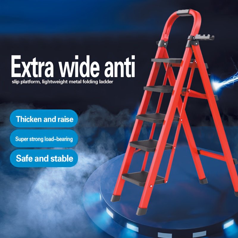 640c8c99-f47d-4758-954c-5cabbf10bf69.jpg 3/4/5-step Portable Ladder with A Load Capacity Of 450 Pounds, Sturdy And Durable, with A Handle to Fold The Ladder, Easy Fold And Store, Lightweight, Suitable for Home, RV, Office, And Outdoor Use, Office Equipment, Home Improvement Tool, Lightweight Ladder, Spacesaving Ladder, Heavyduty Ladder, Highcapacity Ladder, Multipurpose Ladder, Safety Ladder, Rv Travelers, DIY Enthusiasts - Image 1