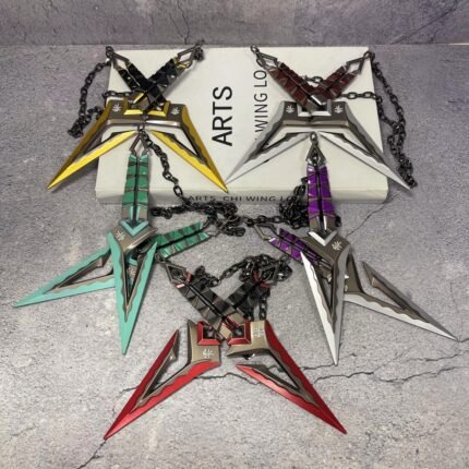 7.8 Inch Realistic Japanese Katana Ninja Sword - Damascus Steel Blade & Iron Hilt with Star-Shaped Guard, Authentic Samurai Replica for Anime Cosplay, Themed Events, Display - Non-Functional Safe Model (Red/Blue/Yellow) - Collectible Gift for Martial Arts Fans, /scale Resin Military Bust, Miniature Item, Action Figure