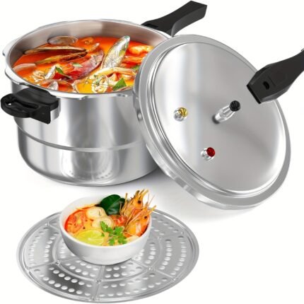 WantJoin 10Qt Aluminum Pressure Cooker w/Release Valve & Multiple Protective Devices - Pressure Canner Compatible with Gas & Induction Cooker, Canner Rack Included - For Home Cooks & Families - Ideal for Pressure Cooking, Canning & Steaming - Great Gift for Kitchen Enthusiasts