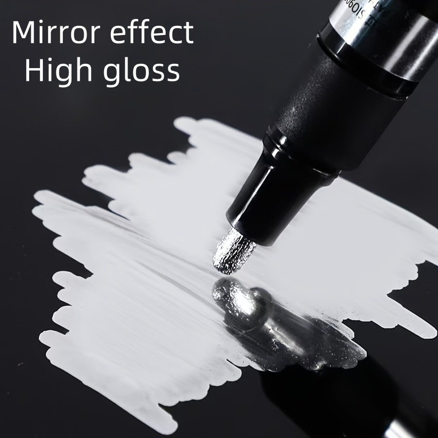 6628a8f58d384963ac00e0fea240cb18-goods.jpeg 3pcs Silvery Chrome Mirror Surface Results Marker Pens - Quick Drying Waterproof, Suitable for Cards, Posters, Coffee Cups, Ceramics, and Glass Crafts - Image 1