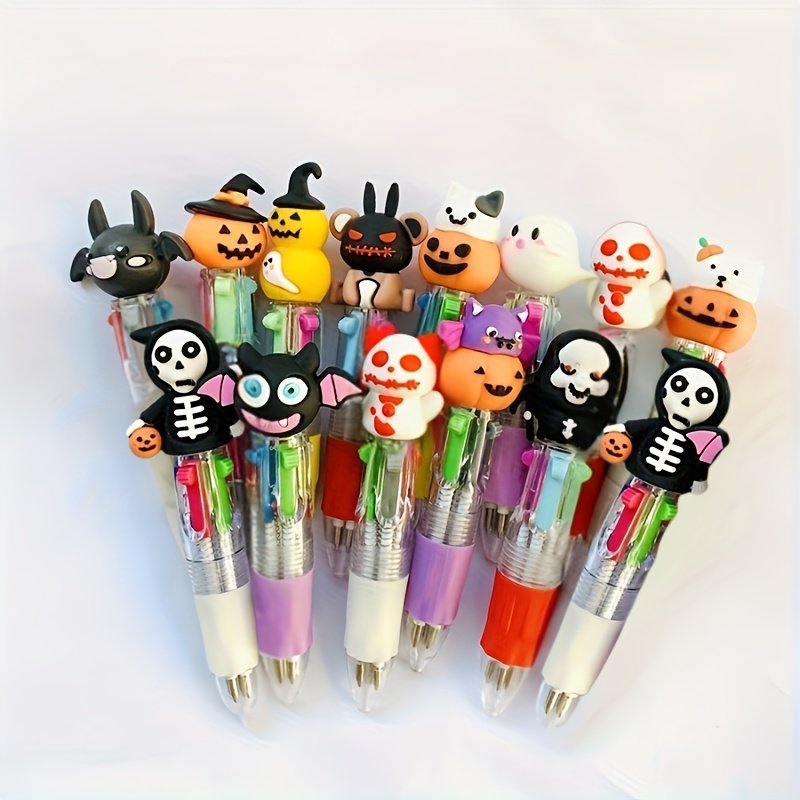 6674365f-adf5-42f3-b746-dcfd0b6c8d86.jpg Set of 30 Halloween-Themed Mini Pens Featuring Eerie Character Toppers in a Mix of Four Colors (Green, Blue, Pink, Red). These Sturdy Plastic Pens Do Not Require Batteries And Are Perfect for Party Favors, Gifts, And Office Supplies. - Image 1