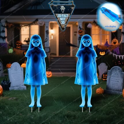 2D/FLAT 2pcs Halloween Decorations, Double Decorative Garden Stakes | Plastic Yard Sign with Spooky Carnival Theme, Dual Design | Perfect for Horror Zombie, Vampire Themes | Durable Outdoor Decor for Yards, Patios, Gardens & Parties