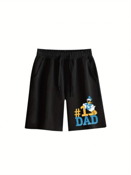 Men'S Casual Shorts - Mens Donald Duck Number One Dad Glasses Father'S Day T-ShirtSuper Comfy Stretch Fit Elastic Waistband Lightweight Summer Lounge Shorts